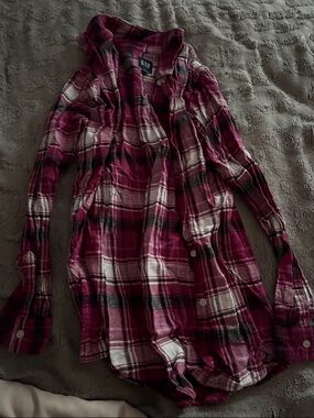 GAP Magenta Plaid Button-Down Shirt